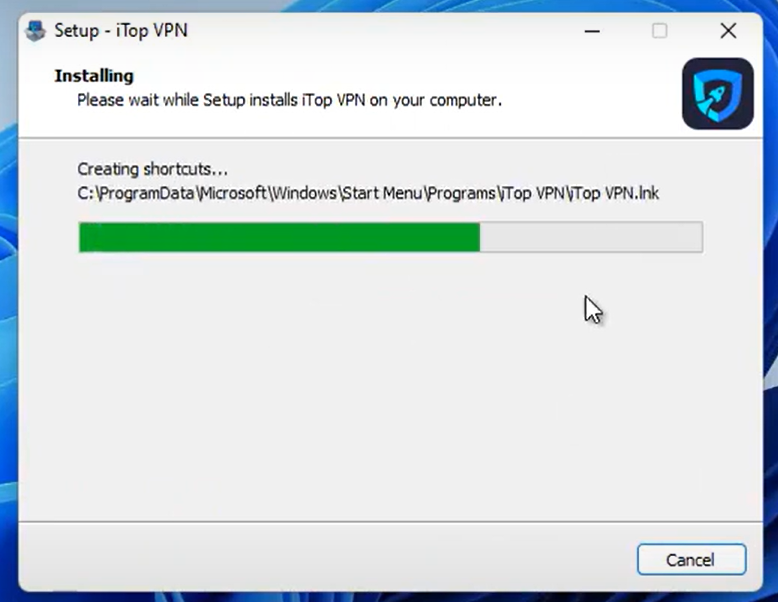 iTop vpn install starting